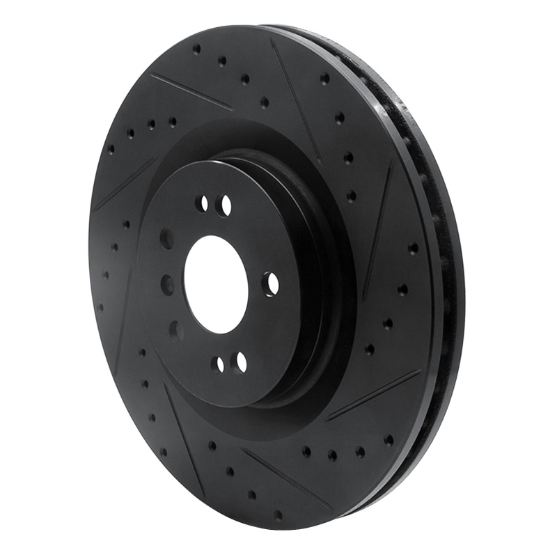 Mercedes-Benz R350 Brake Rotor (1) - Front Right - R1 Concepts - Drilled & Slotted - Black - `06-`12